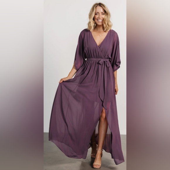 NWOT Baltic Born Kia Kimono Maxi Dress In Vintage Plum Size Large - Picture 1 of 9